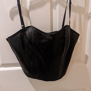 NWT Black Leather Bustier